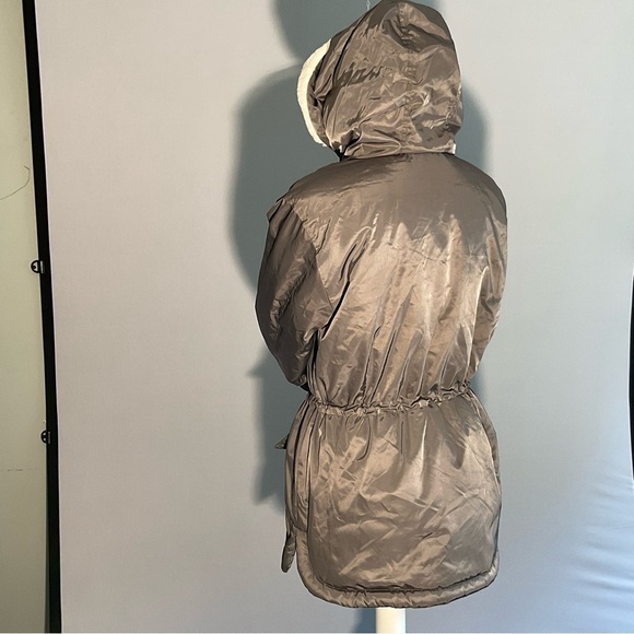 Riley & James Lg Slate Gray, Water Proof Puffer Jacket, White Faux Fur Lining - Picture 12 of 16